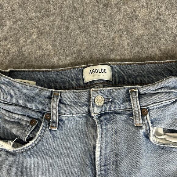 Agolde Jeans Womens 28 Blue Denim Wilder Mid Rise Straight Distressed Organic - Picture 5 of 12